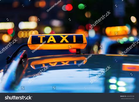 Taxi Sign On Roof Taxi Night Stock Photo (Edit Now) 426435538