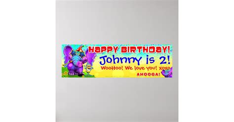 40"x12" GiggleBellies Peanut Birthday Star Banner Poster | Zazzle