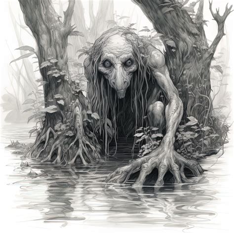 Premium AI Image | a drawing of a creepy creature in the water with a ...