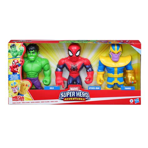 Marvel Super Hero Adventures Mega Mighties Spider-Man, Thanos, and Hulk ...