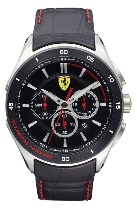 Scuderia Ferrari 'Gran Premio' Chronograph Leather Strap Watch, 45mm ...