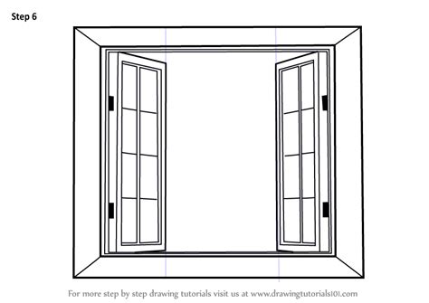 Learn How to Draw Wooden Windows (Furniture) Step by Step : Drawing Tutorials