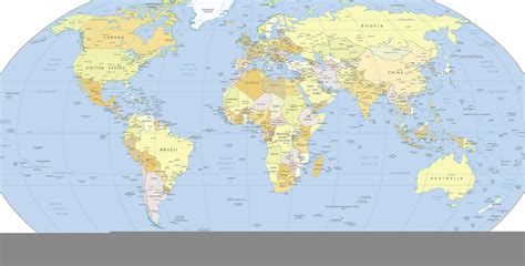 Map of the world with countries and capitals labeled