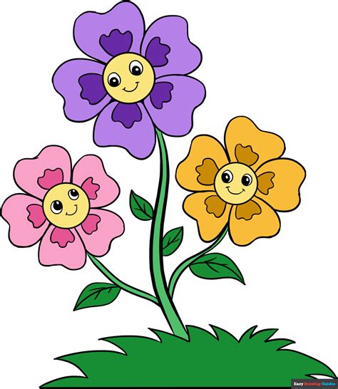 How to Draw Cartoon Flowers | Easy Step by Step Drawing Guides