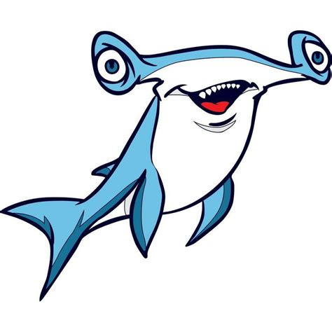 Cute Hammerhead Shark Cartoon Character Wall Art Sticker Vinyl Decals Girls Boys Children Baby ...