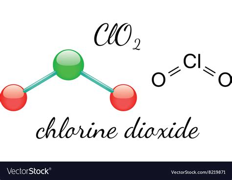 Clo2 chlorine dioxide molecule Royalty Free Vector Image