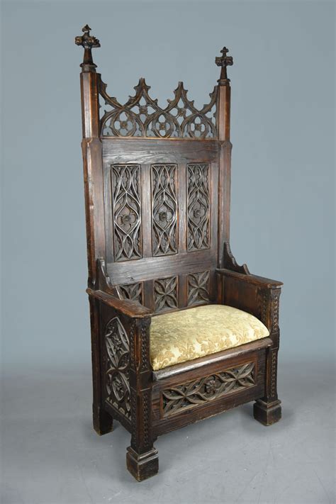 Medieval Carved Oak Kings Throne Chair Detachable Back - The Classic ...