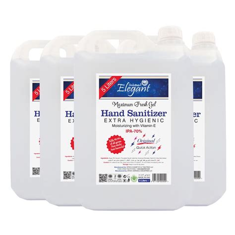 Elegant 5 Liter Hand Sanitizer Gel Refill (Pack of 4) - HygieneForAll