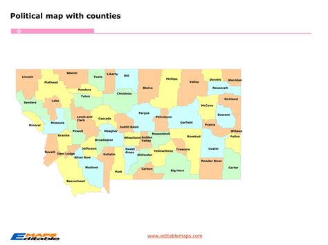 Counties Of Montana Administrative Map Usa Vector Image, 49% OFF