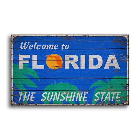 Florida Welcome Sign Wood Sign Signage Wooden Sunshine State - Etsy