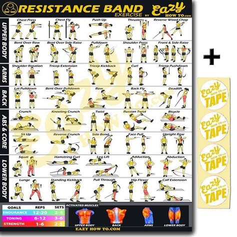 printable resistance band exercises seniors loop workout chart bicep ...