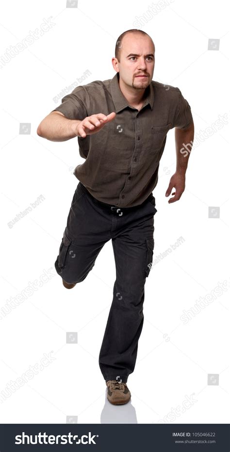 Caucasian Man Run Pose Isolated On Stock Photo 105046622 - Shutterstock