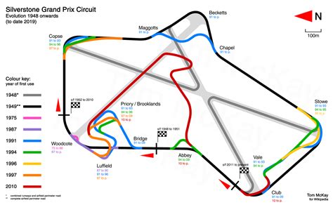 Graphic showing every single layout change Silverstone's Grand Prix ...