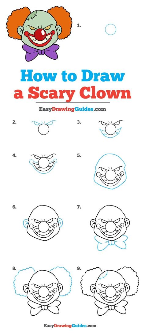 How to Draw a Scary Clown - Really Easy Drawing Tutorial | Scary ...