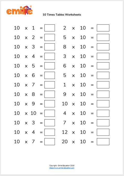 Multiplication Tables Check (MTC) Worksheets