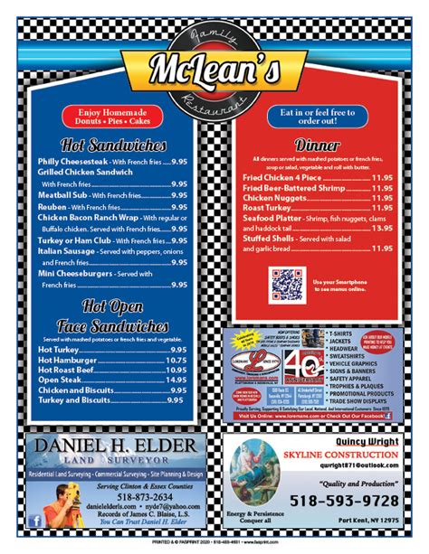 McLean’s Restaurant 20203 | Fasprint Menus