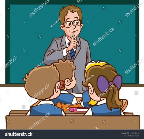 Teacher Wants Students Be Quiet Cartoon Stock Vector (Royalty Free) 2258032047 | Shutterstock