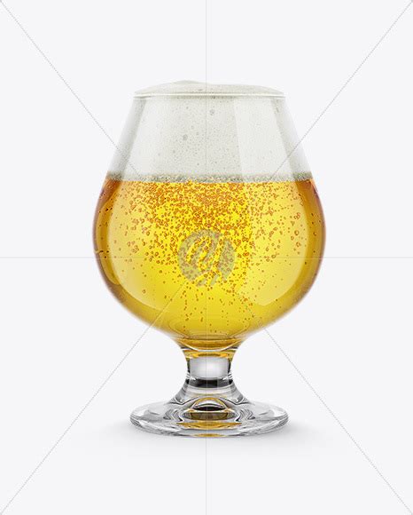 Snifter Glass With Pilsner Beer Mockup on Yellow Images Object Mockups