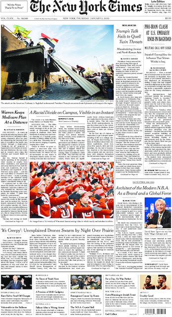 The New York Times in Print for Thursday, Jan. 2, 2020 - The New York Times