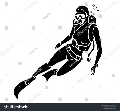 Scuba Diver Female Front Silhouette Stock Vector (Royalty Free) 2248316939 | Shutterstock