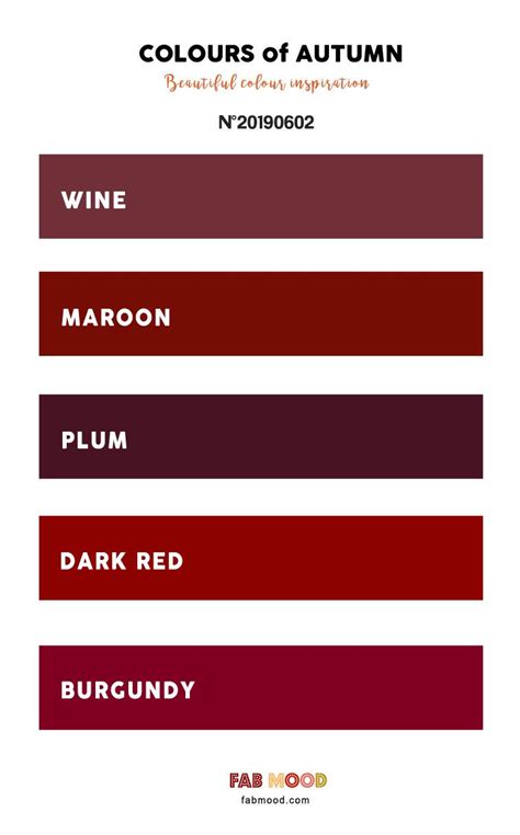 the colors of autumn are red, wine, maroon, and plum in this color scheme