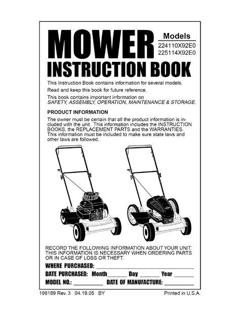 Murray Lawn Mower Parts Manual | Reviewmotors.co