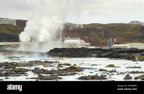 Iceland the blue lagoon geothermal spa and geothermal power plant Stock ...