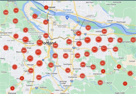 New PGE outage map for Portland metro area as of Friday afternoon, Jan ...