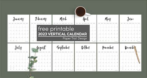 2023 Free Printable Monthly Calendar - Paper Trail Design