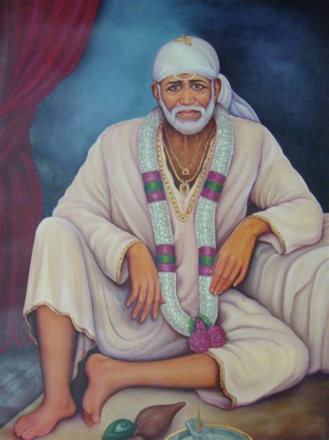 Saint Sai Baba, Shirdi Sai Baba, Portrait,Online Art Gallery, Oil Painting On Canvas. Art Print ...