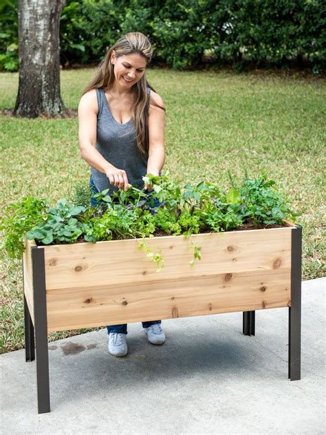 Self-Watering Elevated Cedar Planter Box 2x4 | Gardener's Supply ...