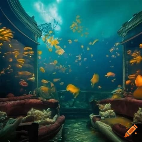 Underwater living room with fireworks on Craiyon