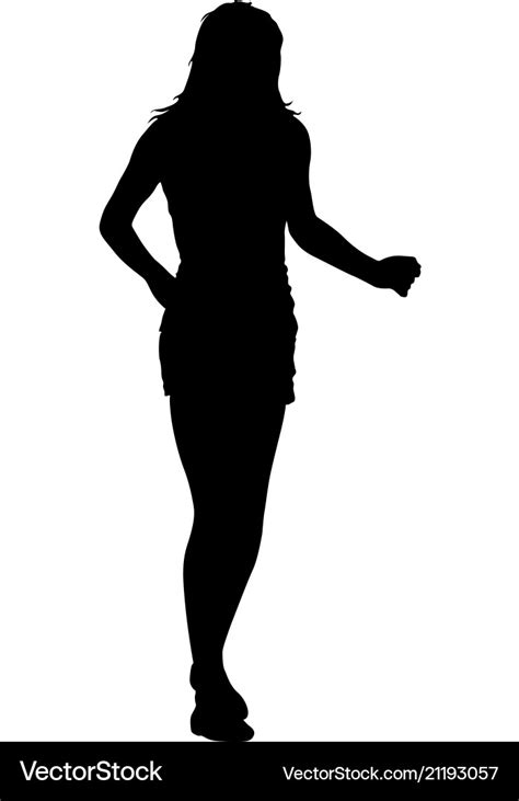 Black silhouette woman standing people on white Vector Image