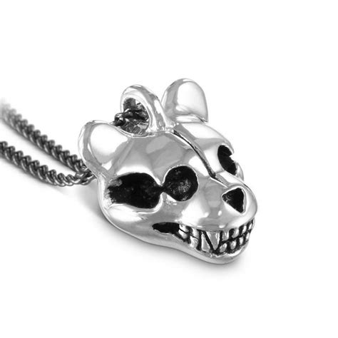 Teddy Bear Necklace Antique Silver Teddy Bear Skull Pendant - Etsy