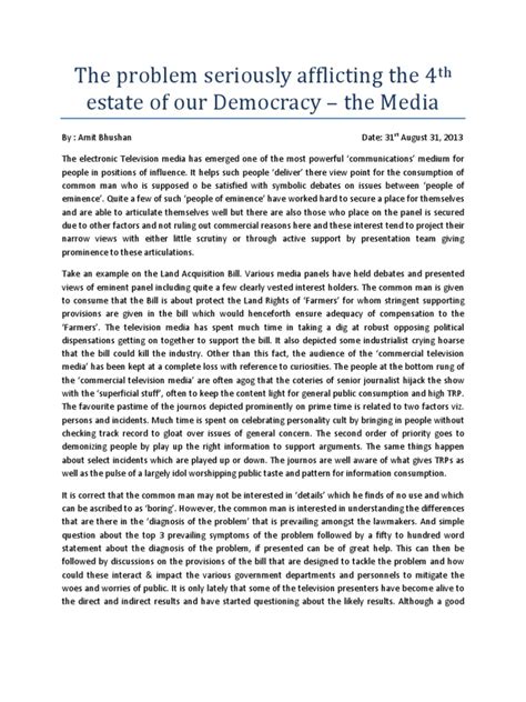 The Problem Seriously Afflicting The 4th Estate of Our Democracy | PDF ...