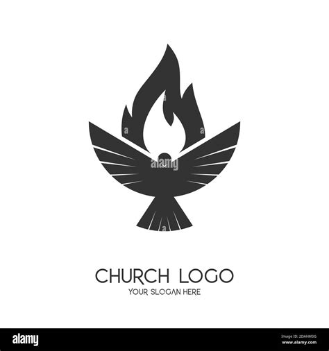 Logo de l'église. Symboles chrétiens. Le symbole du Saint-Esprit est une colombe et une flamme ...