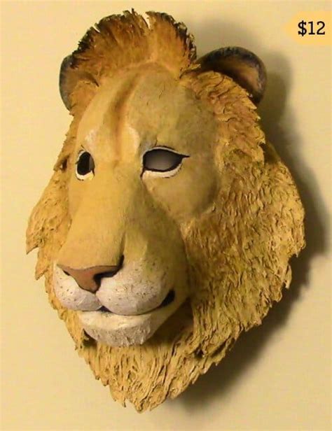 Paper Mache Lion Mask Pattern | Lion mask, Paper mache, Paper mache animals