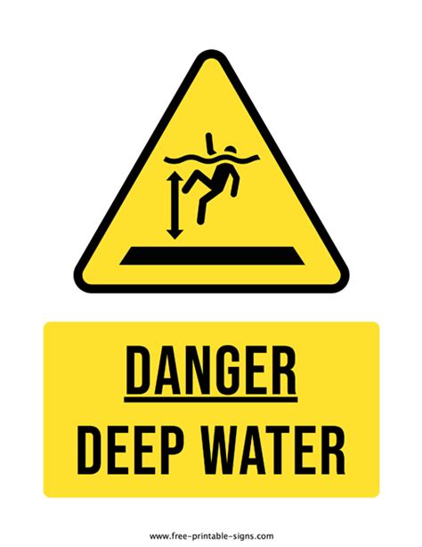 Printable Danger Deep Water Sign – Free Printable Signs, 49% OFF