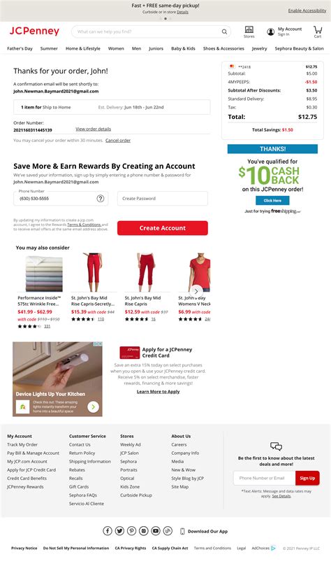 J.C. Penney’s Receipt / Order Confirmation – 364 of 656 Receipt / Order Confirmation Examples ...