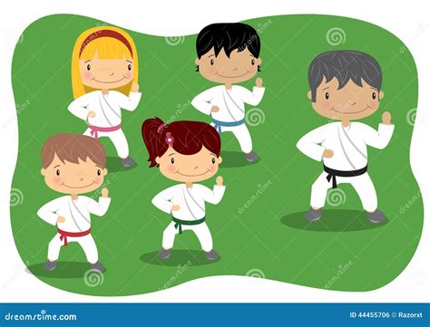 Kids Karate Lesson stock vector. Illustration of instructor - 44455706