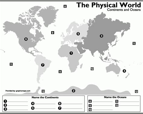 Map Of The World Continents Printable