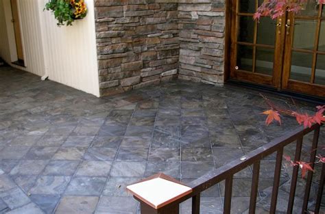 Slate porch, tiles laid on diagonal Porch Tile, Exterior Tiles, Bbq ...