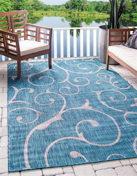 13 Blue Outdoor Rugs For Stylish And Soothing Decks And Patios