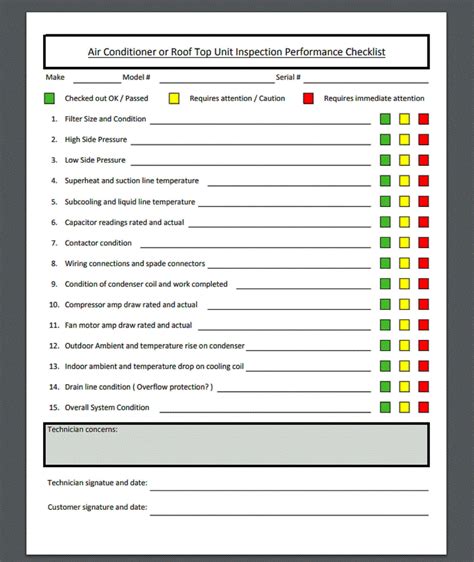 Air Conditioning or Rooftop HVAC Inspection Checklist Template | Etsy