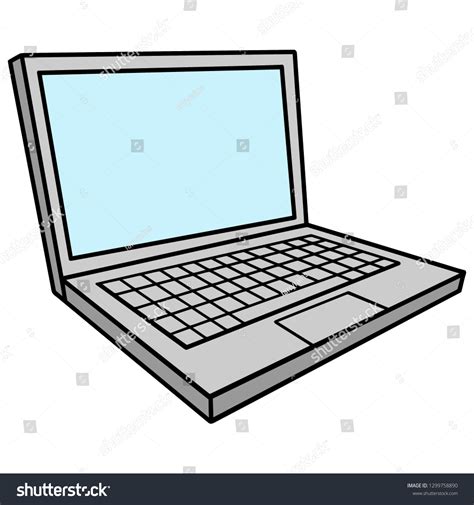 Laptop Computer Vector Cartoon Illustration Laptop: Stock-Vektorgrafik (Lizenzfrei) 1299758890 ...