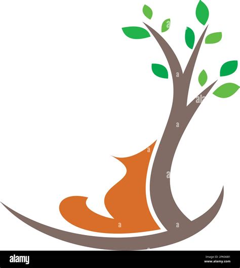 fox under tree vector logo clipart design Stock Vector Image & Art - Alamy