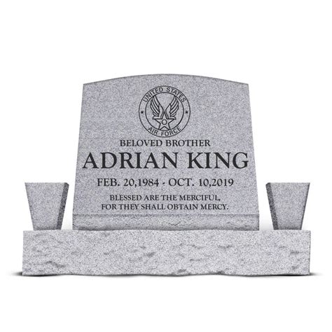 20″ x 10″ x 16″ Slant Headstone with 34″ Base & Two Vases | Signature ...