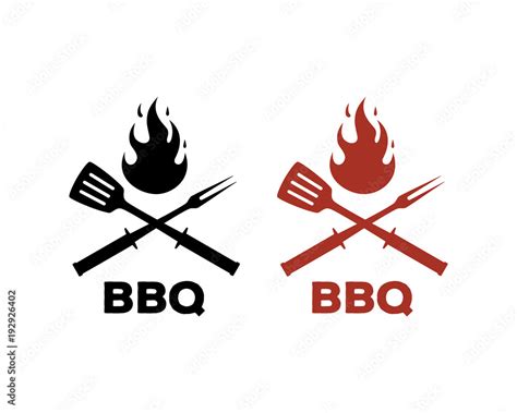 Barbecue and Grill Cross Tool with Fire Symbol BBQ Logo Vector Stock ...