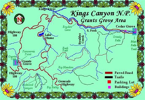 Kings Canyon National Park Map, Southern California | Kings canyon ...