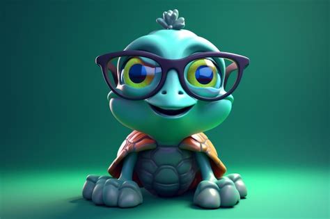 Premium AI Image | Green turtle glasses Generate Ai